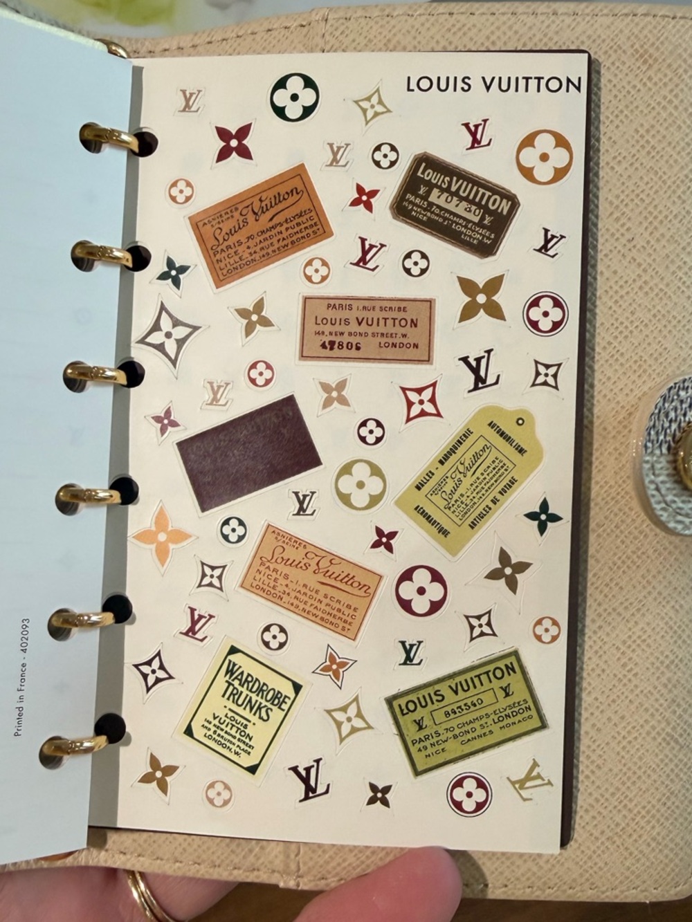 Louis Vuitton Small Ring Agenda Cover Azur Damier Day Planner wallet Stickers - Picture 12 of 15